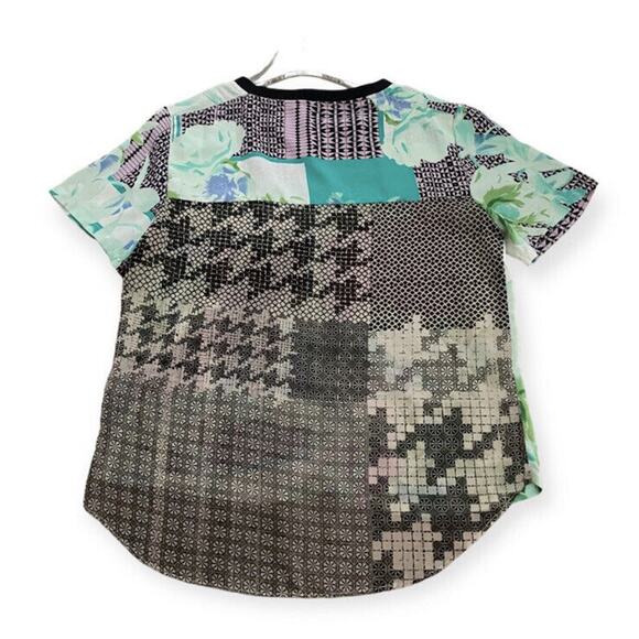 Walter Baker Mixed Print Top Sheer Pastels Women Size Small Pink Green Black - Picture 3 of 6